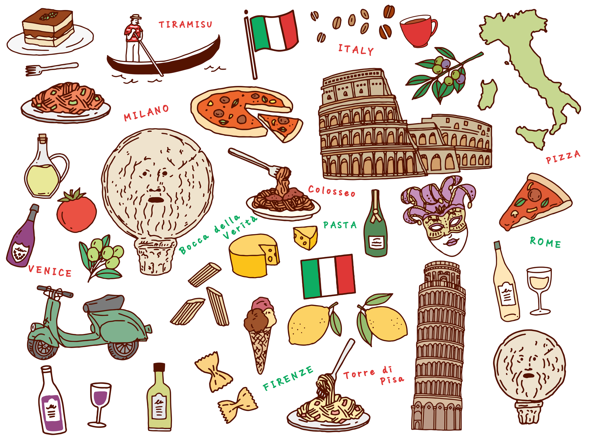 イタリア　観光名所　イラスト